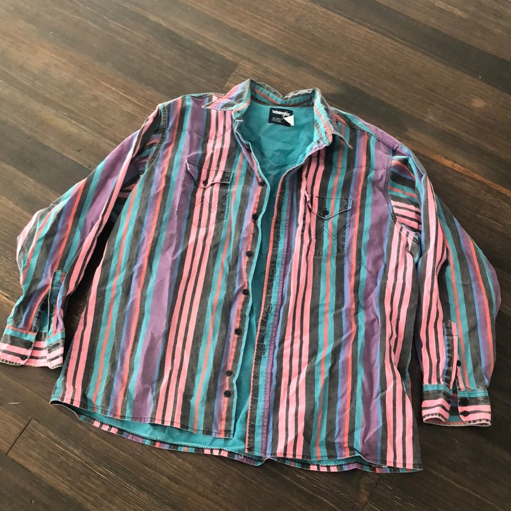Vintage Retro Long Sleeve Button Up Shirt